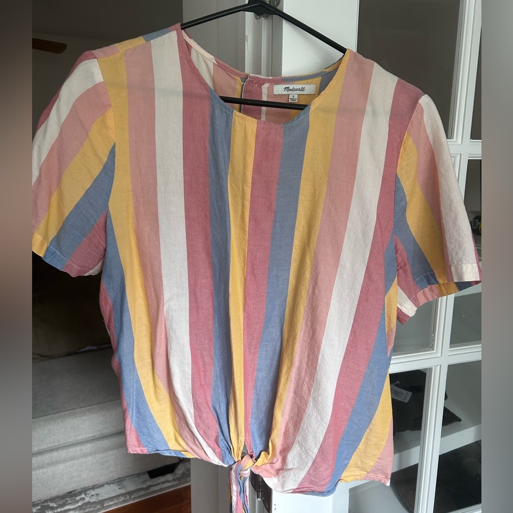 Madewell striped tie front short sleeve